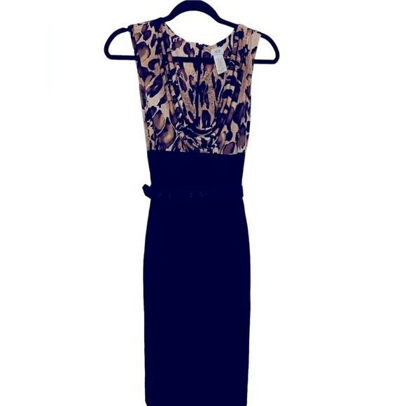 Cache Black Cheetah Print Empire Dress Size 0 - Picture 2 of 8